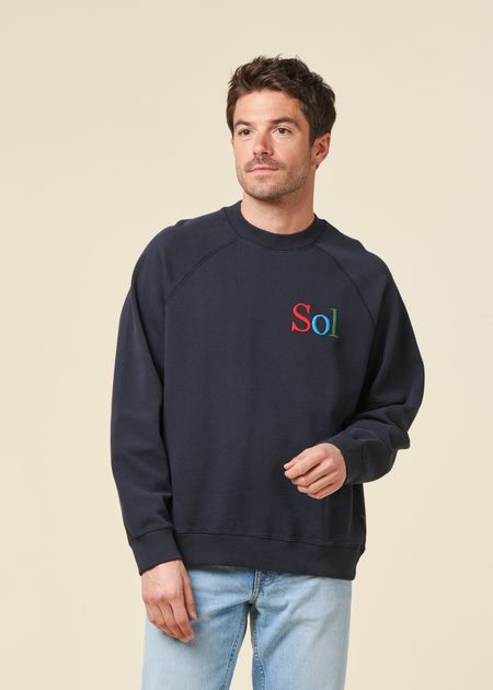 Sweatshirt aus Bio-Baumwolle | Blau "sol type navy pepe sweatshirt - blue", Thinking Mu, Foto 1