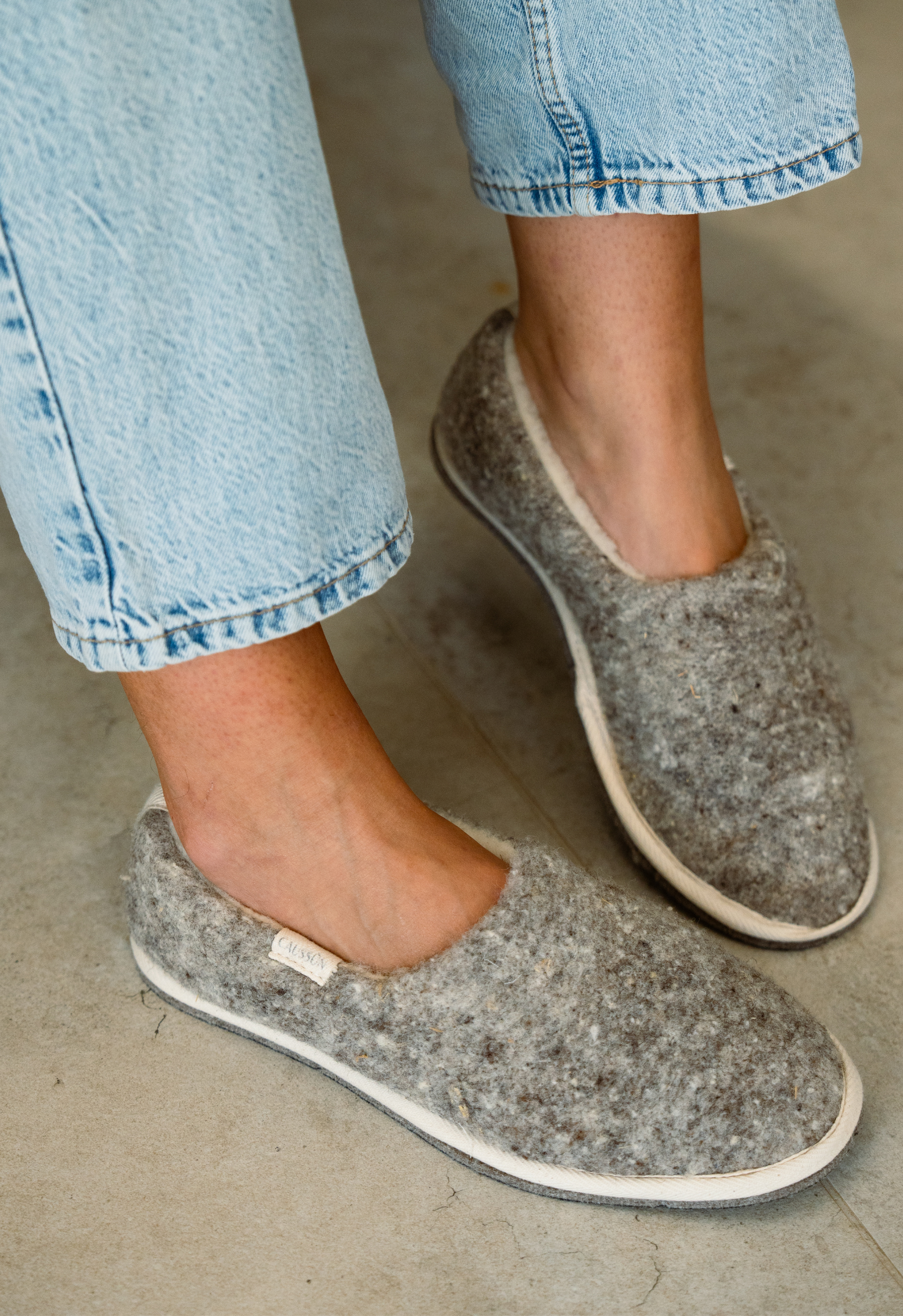 Chaussons en laine francaise | gris clair "marcel cendré", Caussun, photo 1
