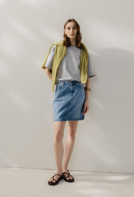 Jupe denim en coton bio et recyclé | bleu - Mud Jeans