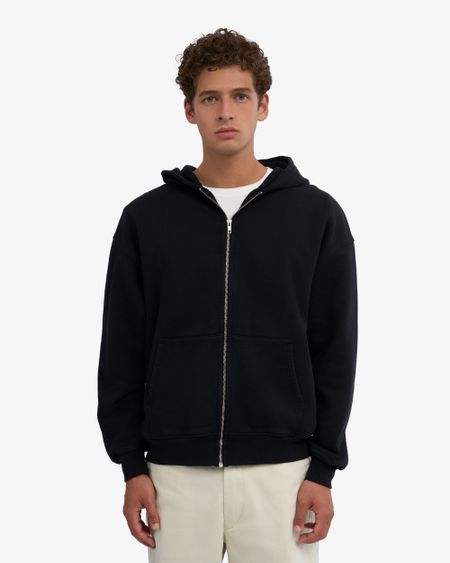Sweat zippé oversize en coton bio | noir "organic oversized zip hood - deep black"