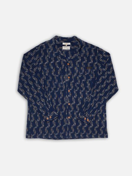Chemise en coton bio | marine "vincent ikat shirt - blueberry" - Nudie Jeans