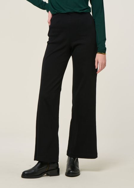 Pantalon evasé en coton bio | noir "kohra - black"