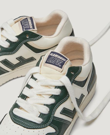 Vegane Sneaker aus recyceltem Material | Weiß und Grün "retro 86s forest pearl", Flamingos Life, Foto 3