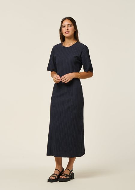 Robe longue en coton bio | marine "navy kina dress - blue", Thinking Mu, photo 5
