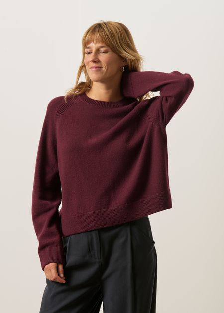 Oversize-Raglanpullover aus recycelter Merinowolle | Bordeaux, WeDressFair