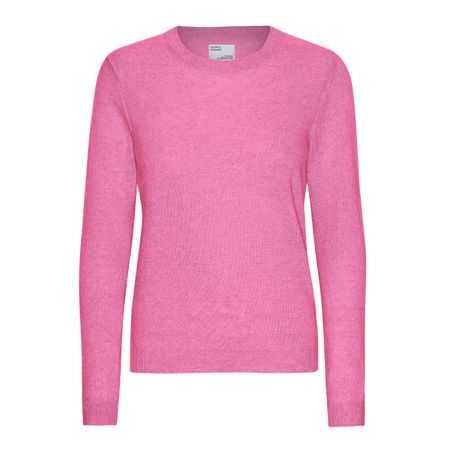 Pull en laine mérinos recyclée | rose "women light merino wool crew -bubblegum pink"