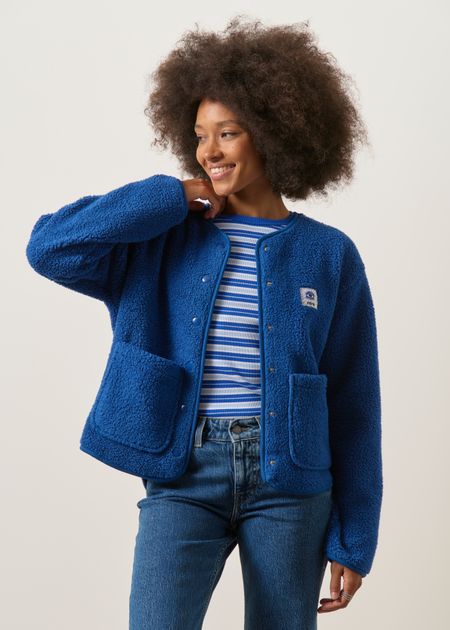 Veste polaire en coton bio et matière recyclée | bleu "Cloudy day jacket iceberg blue"
