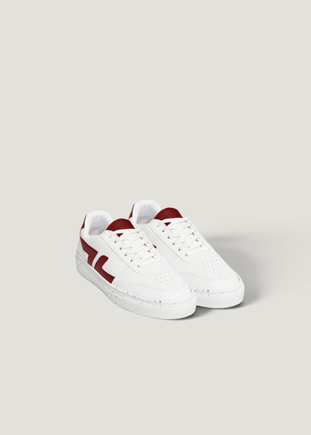 Baskets vegan blanches et bordeaux | "alpha millesime" - Zèta Shoes