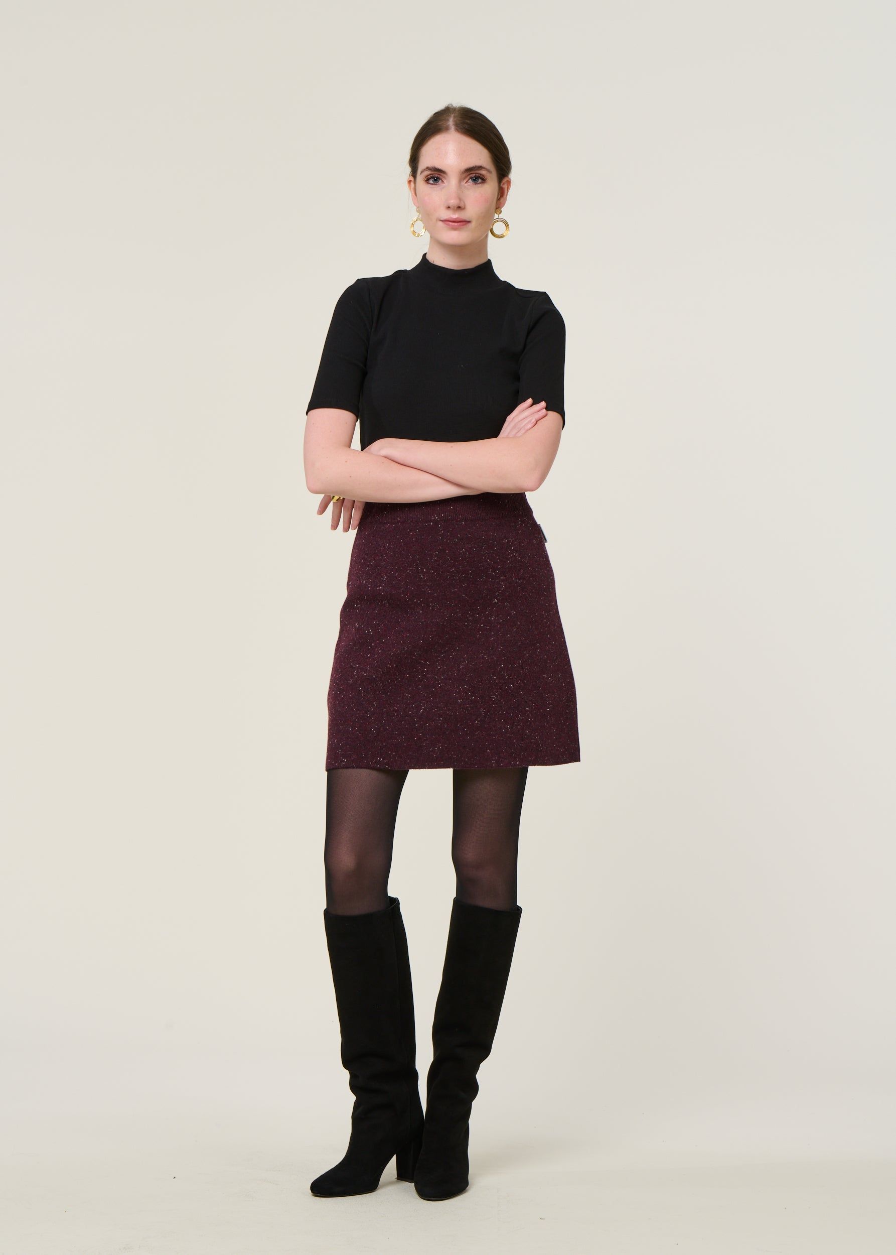 Rock aus Bio-Wolle | Bordeaux "darlaa tweed - dark cranberry", Armedangels, Foto 1