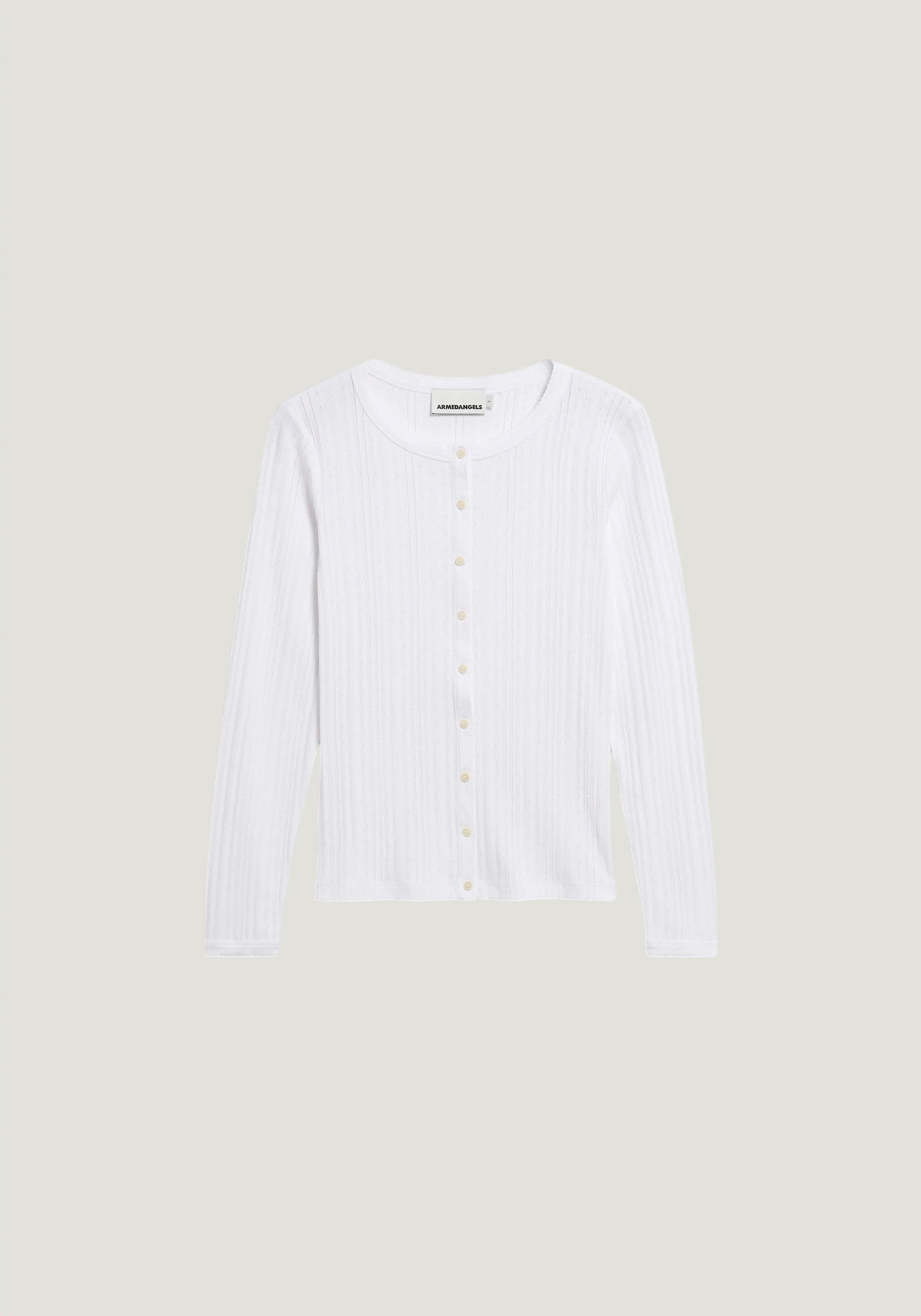 Cardigan léger pointelle en coton bio | blanc "Pointelle cardigan - white", Armedangels, photo 5