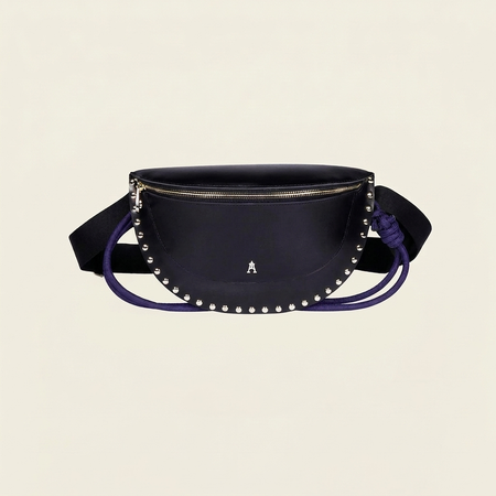 Banane cuir tannage végétal | noir "smile clou - noir h25" - Craie Studio