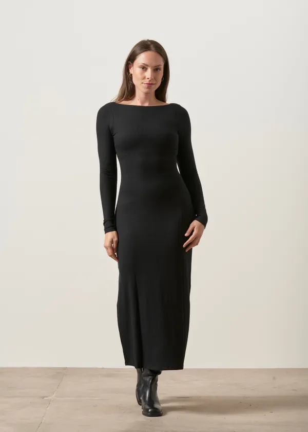 Robe réversible  brassière intégrée en tencel côtelé | noir "sélène", Maline Bodywear