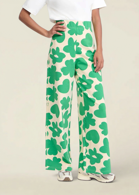 Pantalon ample jersey en coton bio | vert "pauline" - émoi émoi