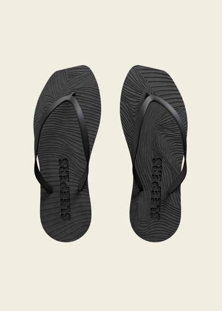 Tongs en caoutchouc naturel | noir "Tapered black"