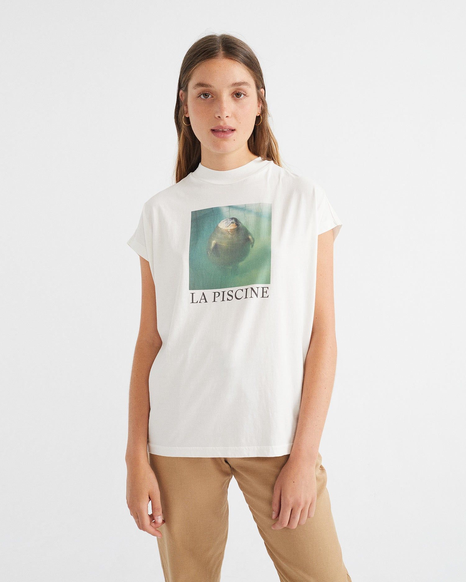 T-shirt blanc avec imprimé en coton bio - animals, Thinking Mu, photo 2