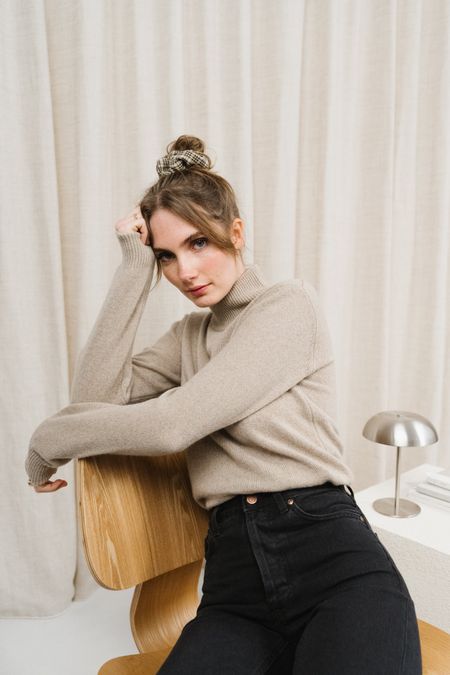 Pull en cachemire recyclé | beige "ada - beige sabbia"