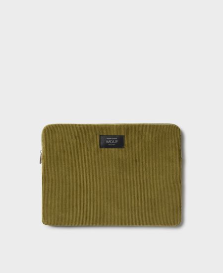 Pochette ordinateur côtelée en coton bio | "olive laptop sleeve 13"&14""