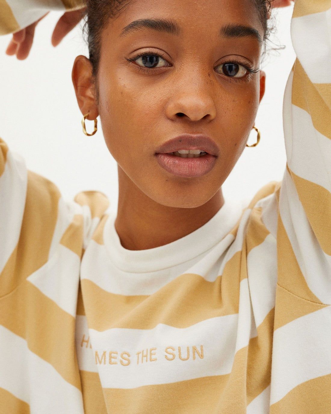 T-shirt ample manches longues rayé en coton bio, Thinking Mu, photo 3