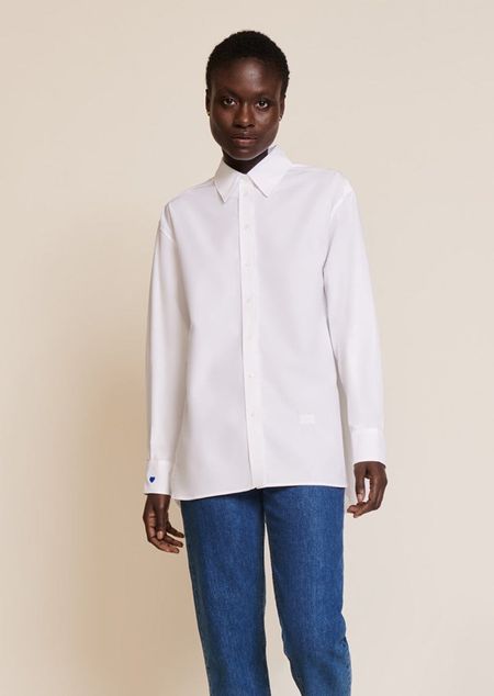 Chemise brodée en coton bio | blanc "chemise l'amour est déclaré blanche"