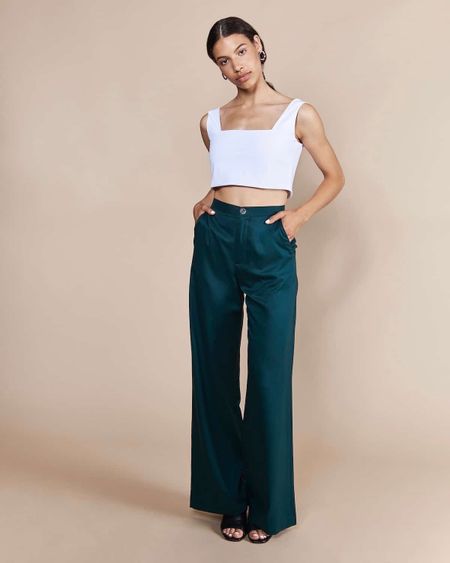Pantalon large vert émeraude en tencel - arouca, Jan'n June, photo 2