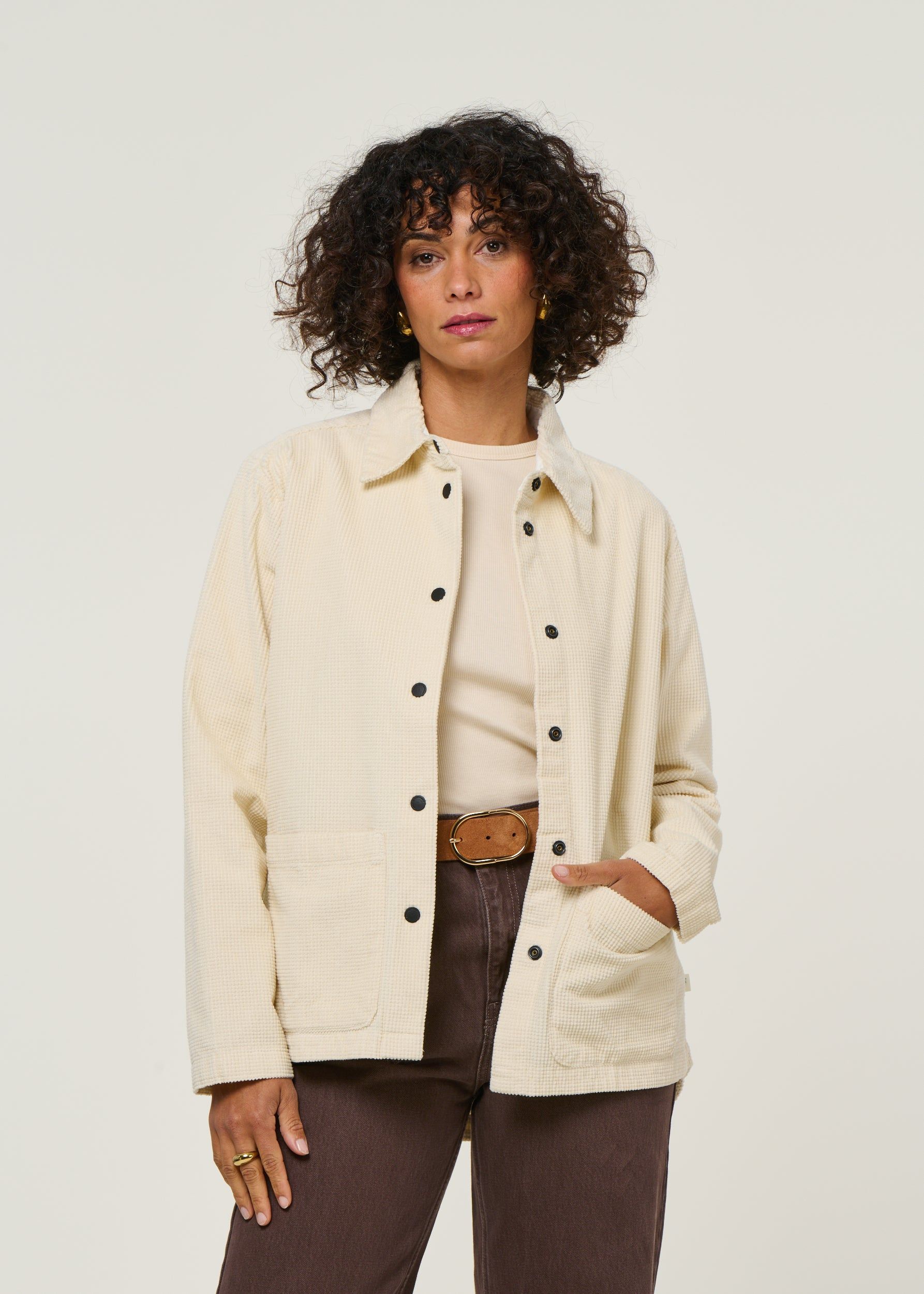 Cordjacke aus Bio-Baumwolle | Ecru "corduroy overshirt - egret", Knowledge Cotton Apparel, Foto 3