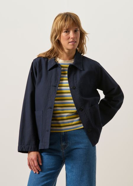 Veste en coton bio | bleu "Lovis jacket back sateen - indigo" - Nudie Jeans