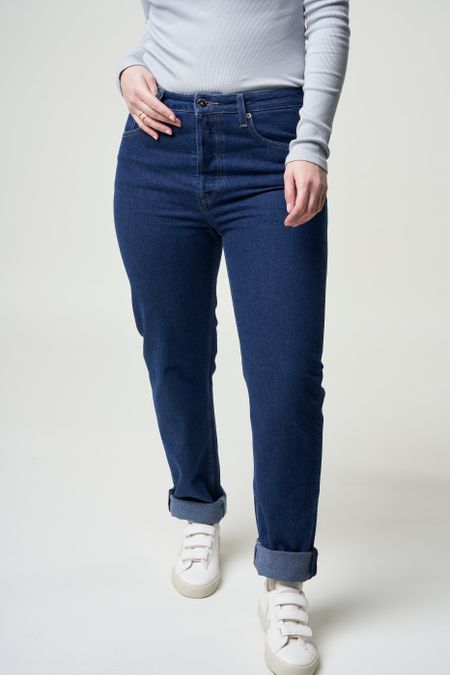 Jean droit en coton bio et recyclé - piper straight stone indigo