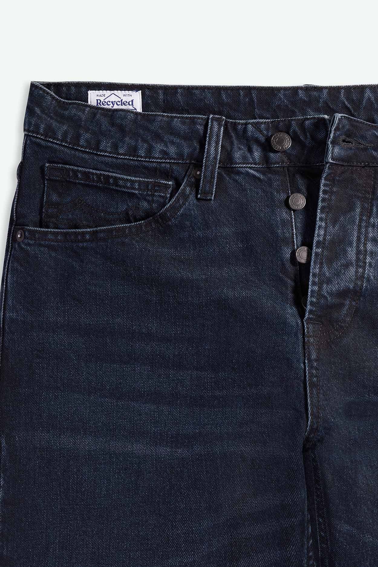 Jean fuselé en coton bio | bleu noir "addo - xavier blue black worn", Kings of Indigo, photo 6