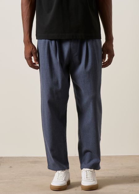 Pantalon ample flanelle en coton bio | bleu "ozone relaxed flannel pant - vintage indigo" - Knowledge Cotton Apparel