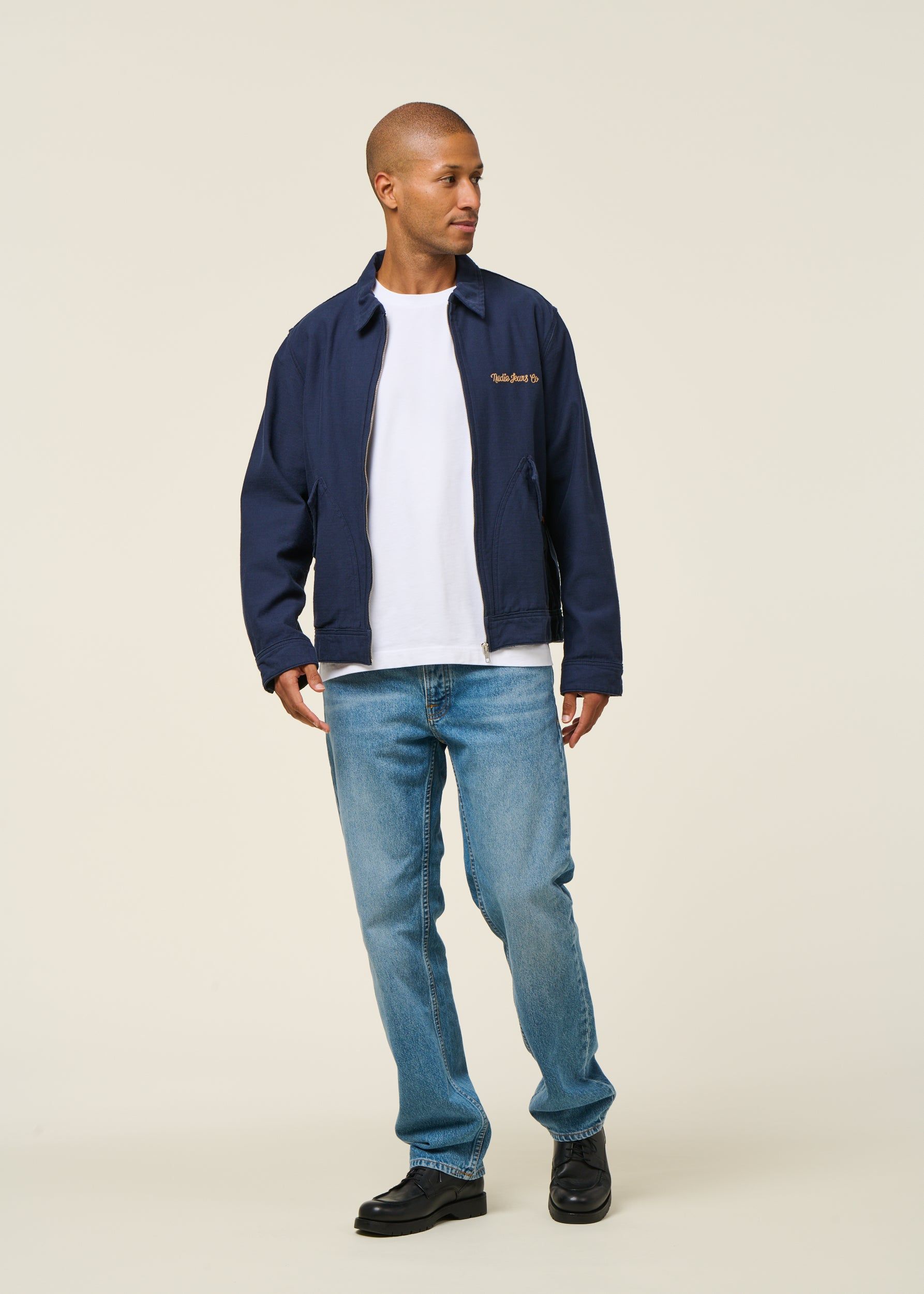 Jacke aus Bio-Baumwolle | Marineblau "Blake zip jacket back sateen - navy", Nudie Jeans, Foto 6