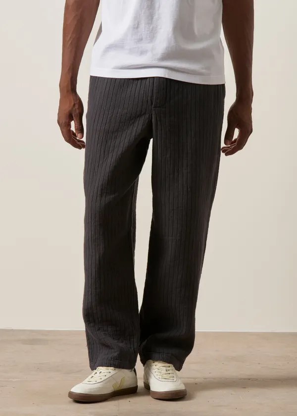 Pantalon ample en coton bio | noir "ribbed wide pant - faded black", Rotholz