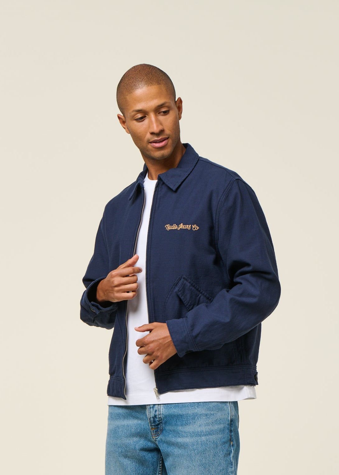 Jacke aus Bio-Baumwolle | Marineblau "Blake zip jacket back sateen - navy", Nudie Jeans, Foto 3