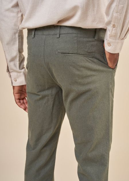 Chino en flanelle de coton bio | vert forêt "chuck flannel chino pants forrest night, Knowledge Cotton Apparel, photo 2