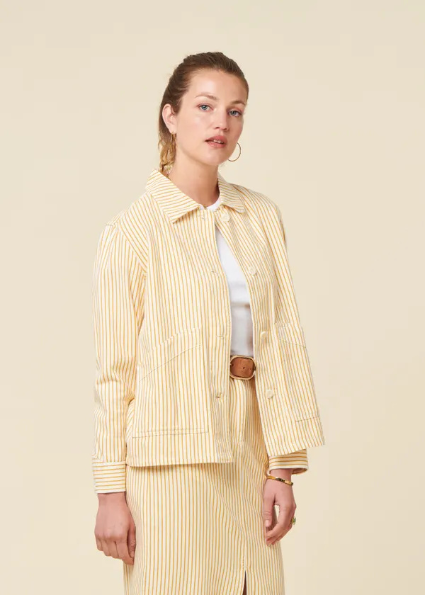 Veste en coton biologique | jaune "jacket stiby work stripe yellow - yellow", Dedicated