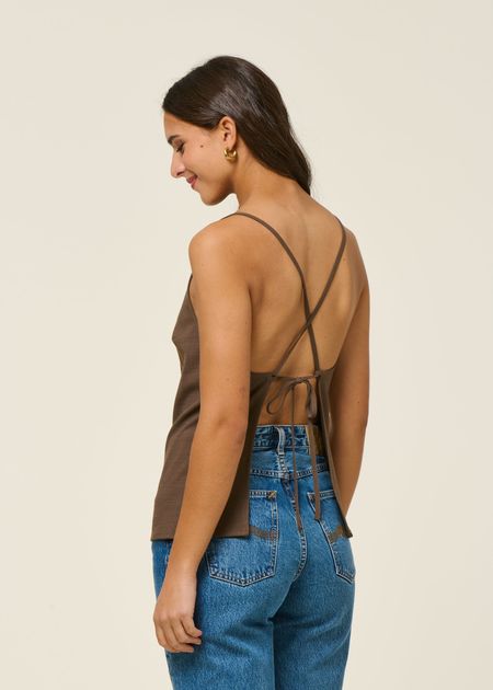 Top dos nu en coton bio | marron "ciconia - clay" - Jan'n June