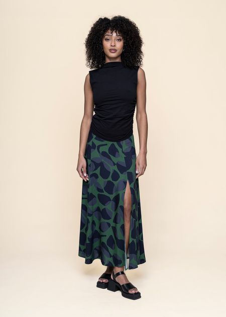 Jupe en ecovero | multicolore "leaf dark tora skirt"