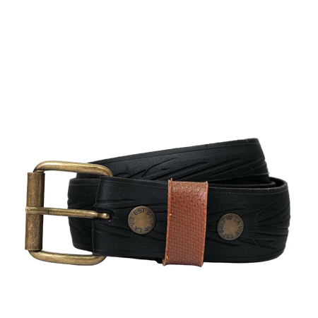 Ceinture upcyclée made in france | noir et chataîgne "belt vélo tubeless chataîgne"