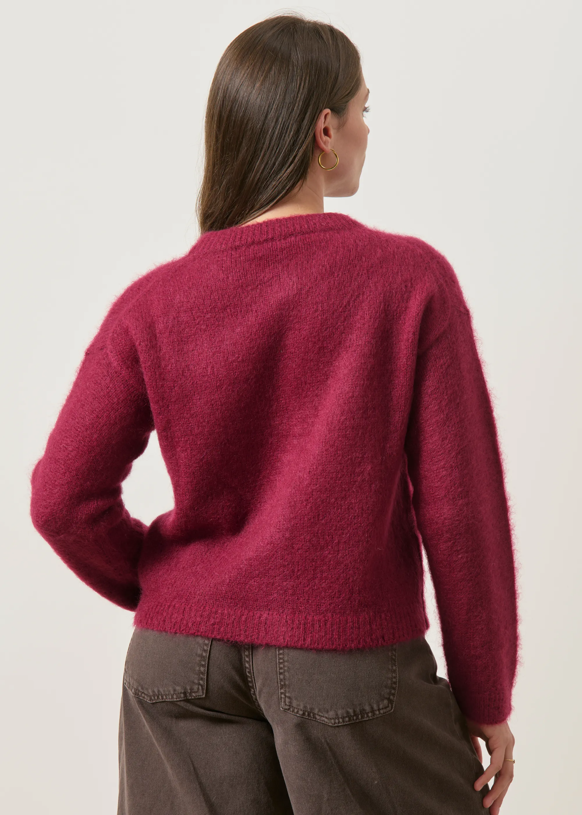 Gilet en mohair certifié | aubergine "moha", WeDressFair, photo 4