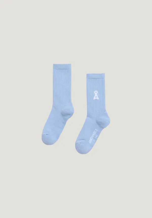 Chaussettes en coton biologique | bleu "saamus bold socks w - wedgwood", Armedangels