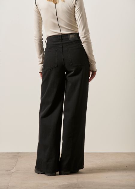 Jean évasé en coton bio et recyclé | noir "sara high loose nero" - Mud Jeans
