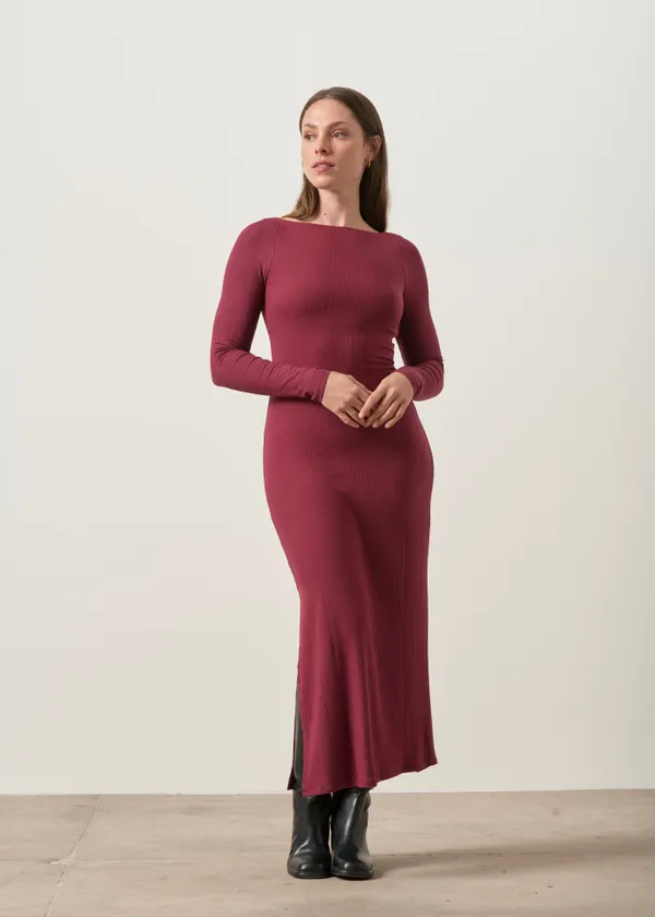Robe réversible brassière intégrée en tencel | bordeaux "Sélène", Maline Bodywear