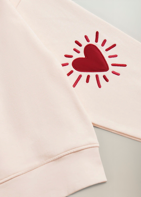Sweat brodé en coton bio | crème "sweat cœur solaire femme avec coudières ", émoi émoi, photo 3