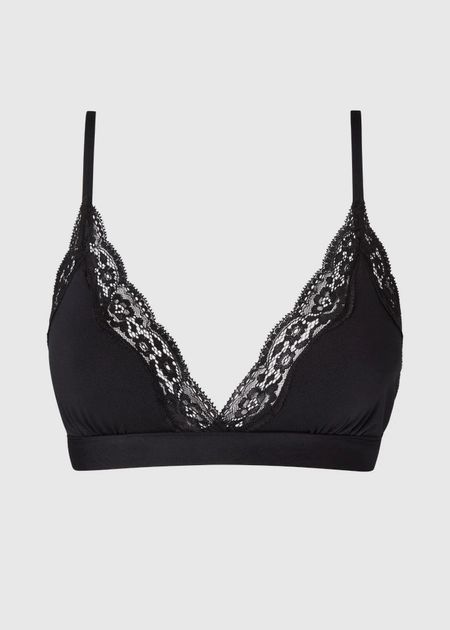 BH aus recyceltem Material | Schwarz "micro lace triangle bralette - black", Understatement, Foto 4