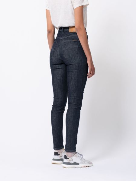 Jean skinny taille haute brut en coton bio - hightop tilde dark navy, Nudie Jeans, photo 3