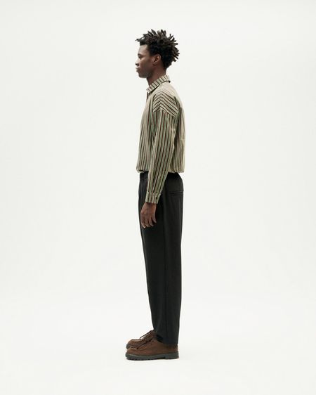 Pantalon droit en laine | noir "black damien pants", Thinking Mu, photo 5