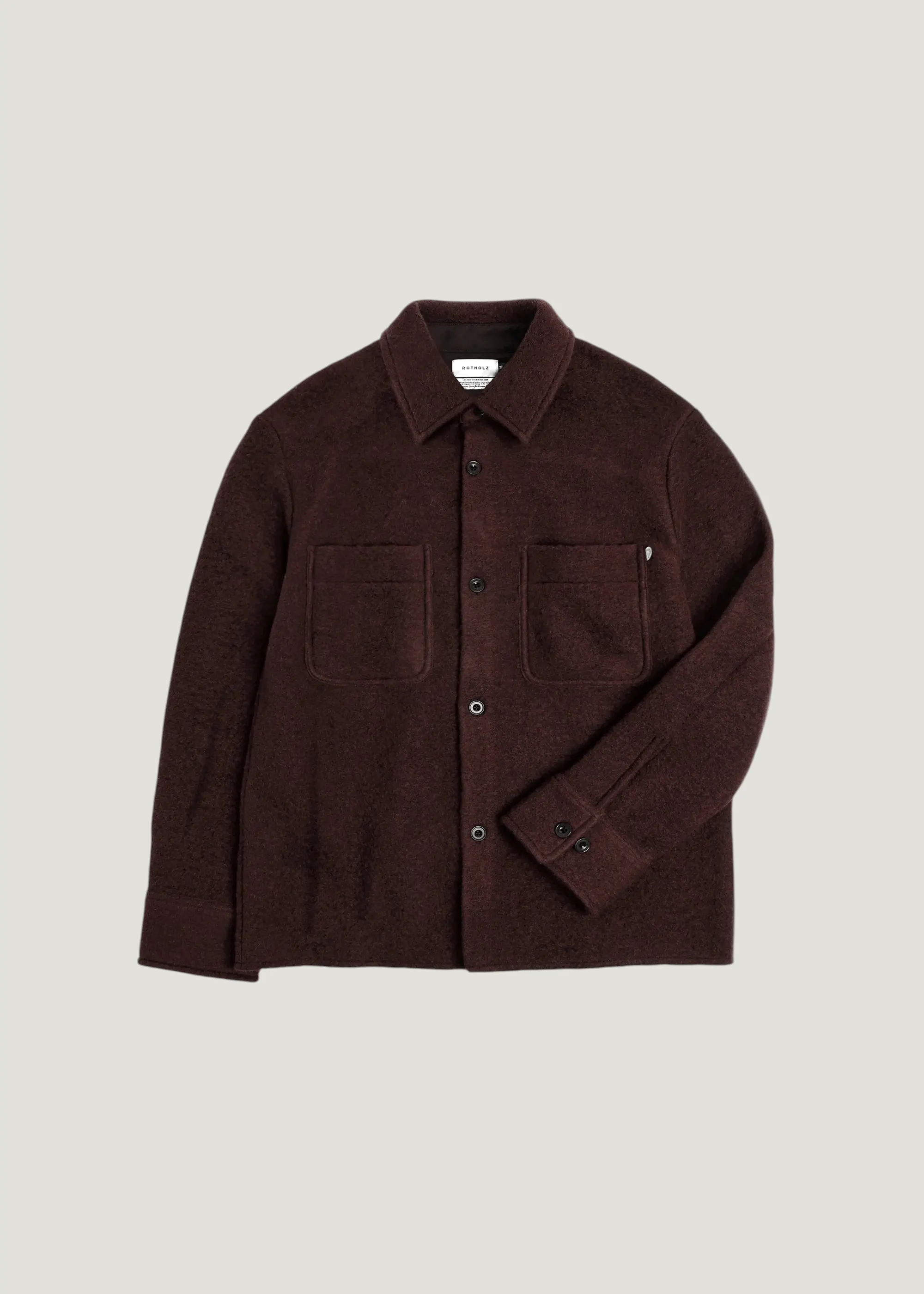 Surchemise en laine et coton bio | marron "Relaxed overshirt - rosewood brown", Rotholz, photo 5