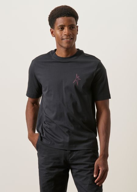T-shirt imprimé droit col rond en coton bio, Bask in the Sun