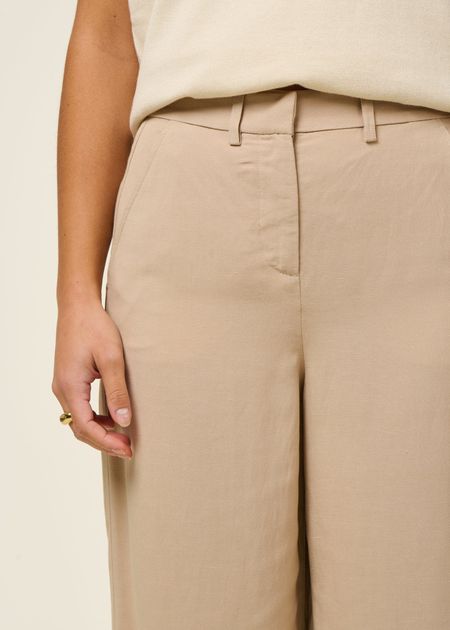 Pantalon 7/8 en lin bio | beige "caarunus lino pant - sandstone" - Armedangels