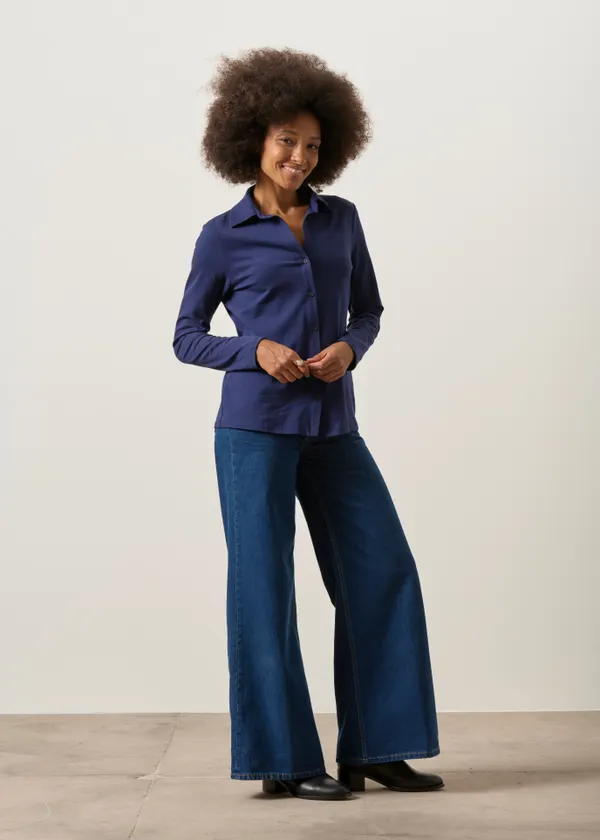 Chemise en coton bio | bleu marine "Nalaannia blouse | tinted navy", Armedangels