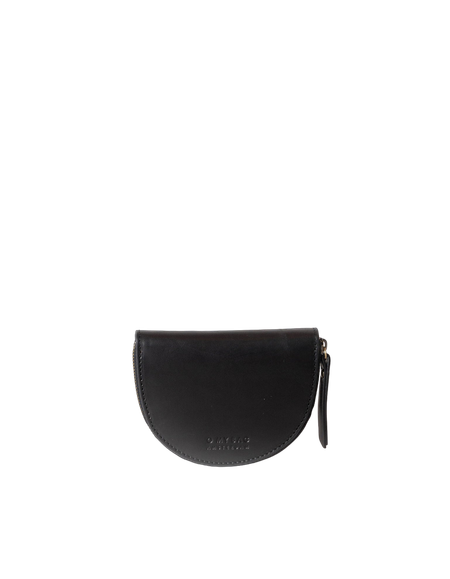Porte-monnaie en cuir certifié | noir "laura coin purse black classic leather"